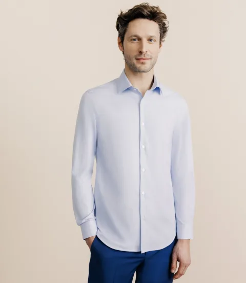 IZAC - Chemise 100% coton sans repassage bleue