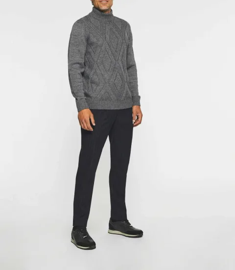 IZAC - Pull col montant gris BELLINO