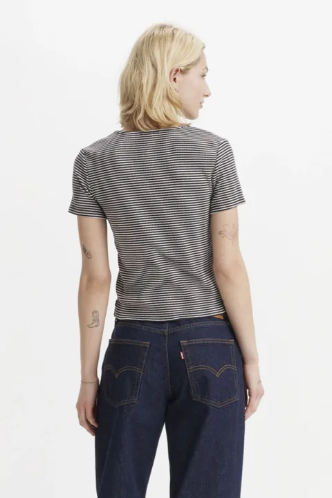 Levi's T Shirt Muse - Femme - Noir / Vanilla Stripe Caviar - 2XS