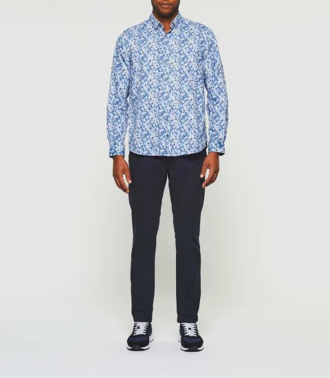 IZAC - Chemise casual à imprimé bleu ''Kiti''