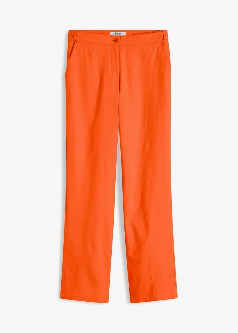 Pantalon taille haute en lin et viscose