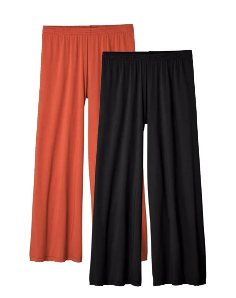 2X Pantalons de nuit - Terracotta - Noir - Taille XS - Lemahieu