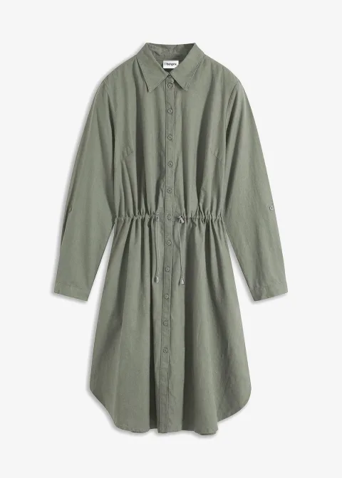 Robe-chemise en lin et coton