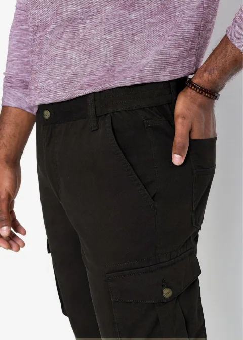 Pantalon cargo regular et droit, taille élastiquée