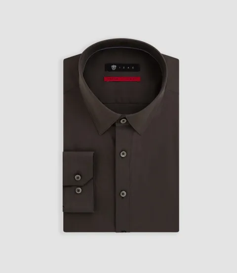 IZAC - Chemise coton stretch kaki foncé ''Malte''