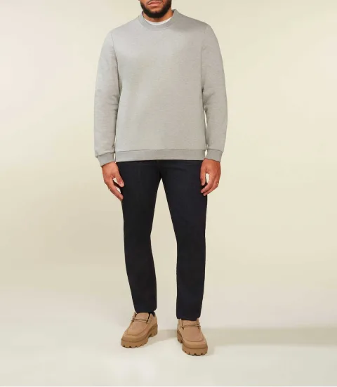 IZAC - Sweat uni col rond gris chiné SWBENJIBT