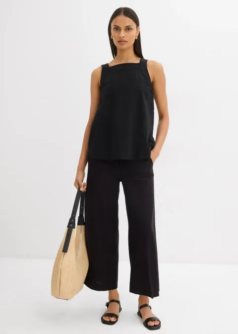 Pantalon large à taille élastiquée