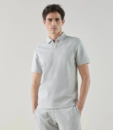 IZAC - Polo col ouvert gris chiné