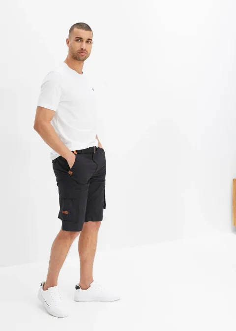 Bermuda cargo avec ceinture et taille élastiquée, regular