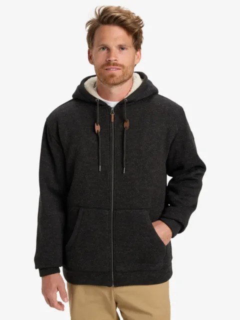 Keller Sherpa - Sweat à capuche Sherpa zippé pour Homme Noir