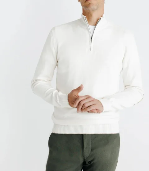 IZAC - Pull col montant zippé écru