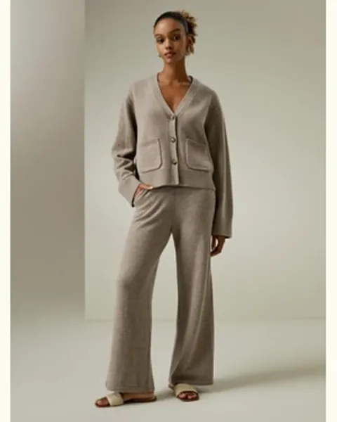 LILYSILK Cardigan Court Poches Avant Mélange Laine-Cahcemire Une Chaleur Et Un Confort Ultimes Sans Produits Chimiques Nocifs Chameau Xs