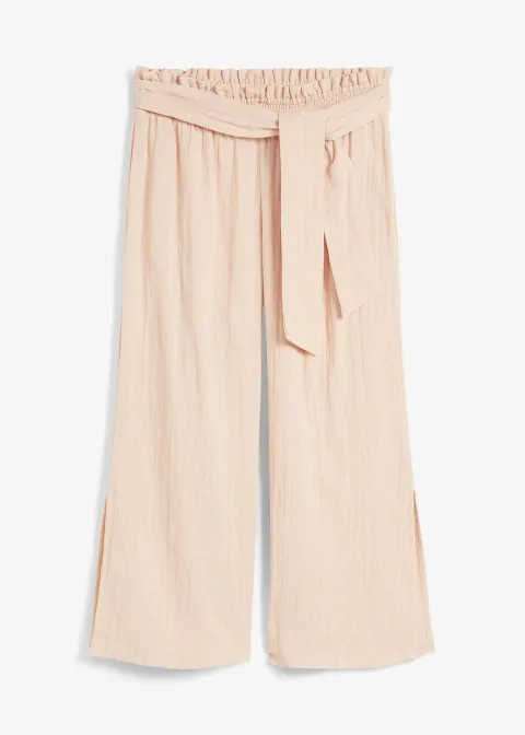 Pantalon de plage en gaze de coton, longueur 3/4