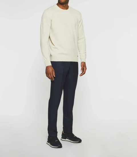 IZAC - Pull col rond en laine-cachemire beige BERTOLDO