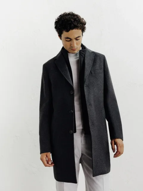 IZAC - Manteau ville à parmenture amovible gris foncé