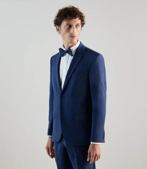IZAC - Costume 2 boutons en laine majoritaire bleu