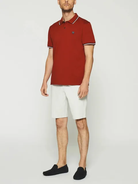IZAC - Polo uni avec broderie rouge GILLES