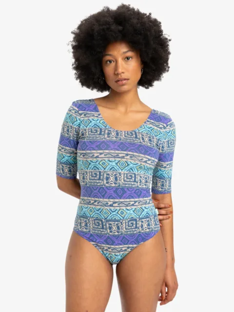 Body - Lycra une pièce manches courtes Bleu Femme