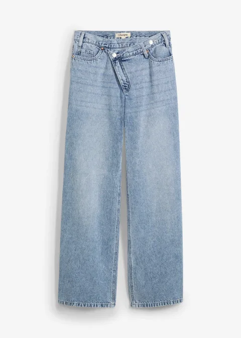 Jean large, taille mi-haute, peu extensible