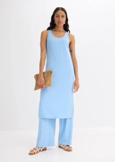 Robe midi en maille douce et côtelée