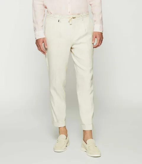 IZAC - Pantalon ville en lin beige BALICIO