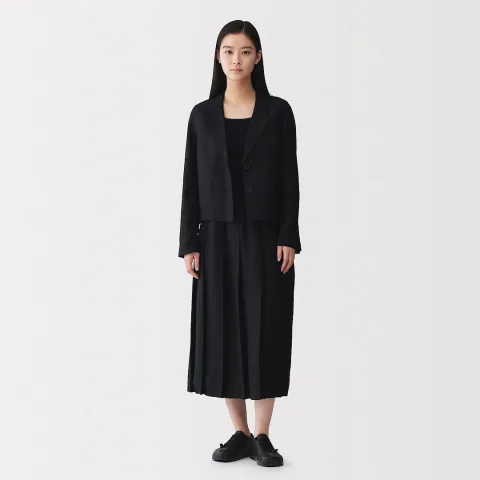 Jupe plissée en lin et lyocell pour femme