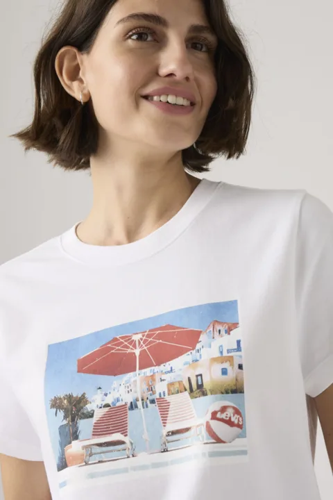 Levi's T Shirt Graphique Favorite - Femme - Blanc / Western Collegiate Tofu - XS