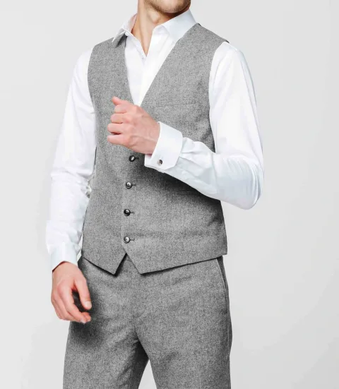 IZAC - Gilet ville tweed gris clair
