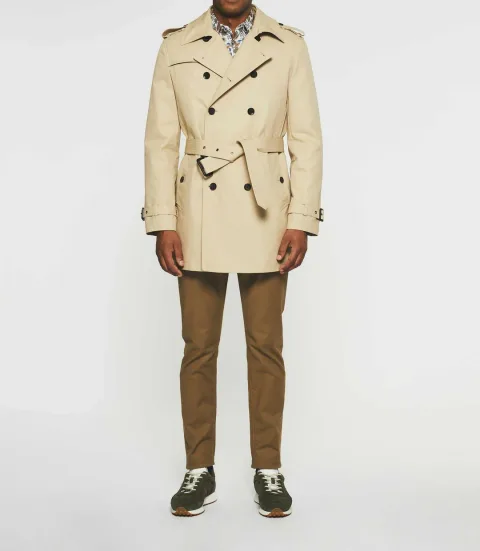 IZAC - Trench croisé en coton beige IDANO