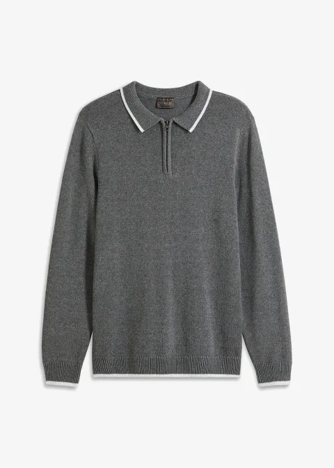 Pull col polo en coton recyclé majoritaire