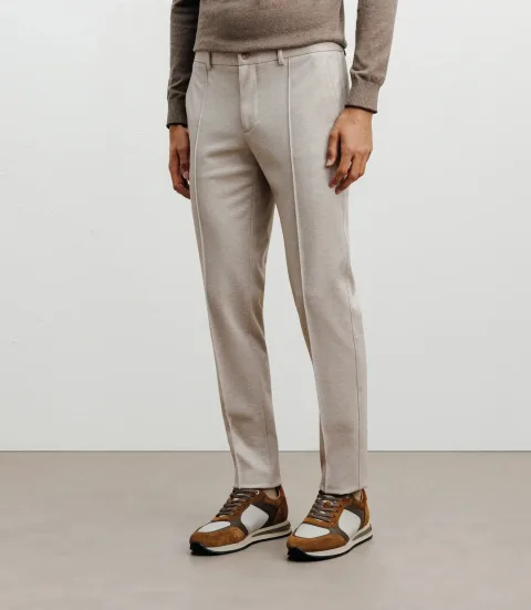 IZAC - Pantalon ville en maille avec pli beige