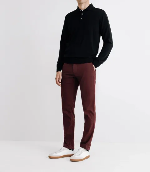 IZAC - Pull col polo en laine mérinos noir