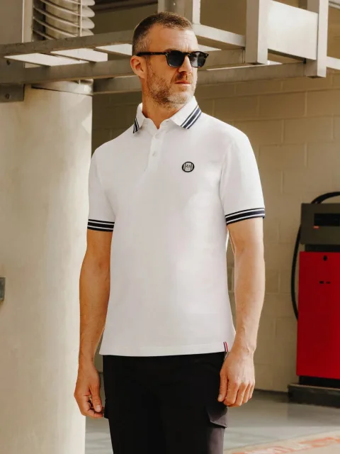 IZAC - Polo piqué boutonné blanc 24h Le Mans