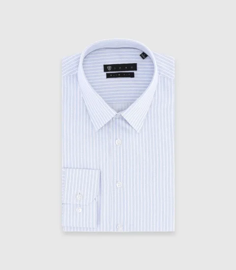IZAC - Chemise slim à rayures bleu ciel PALY