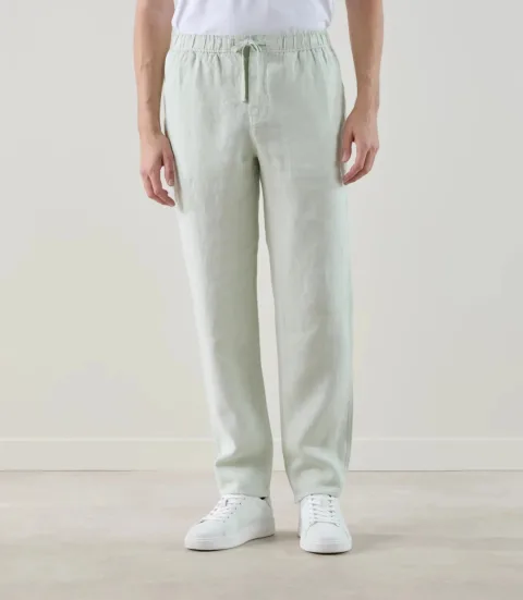IZAC - Pantalon casual 100% lin vert clair