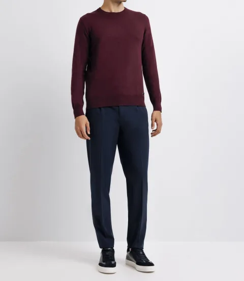 IZAC - Pull col rond double fil bordeaux