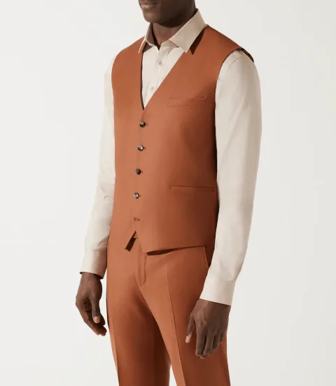 IZAC - Gilet de costume orange brûlé