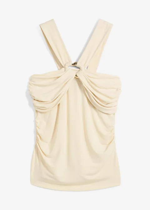 Top dos nu avec boucle en métal martelé