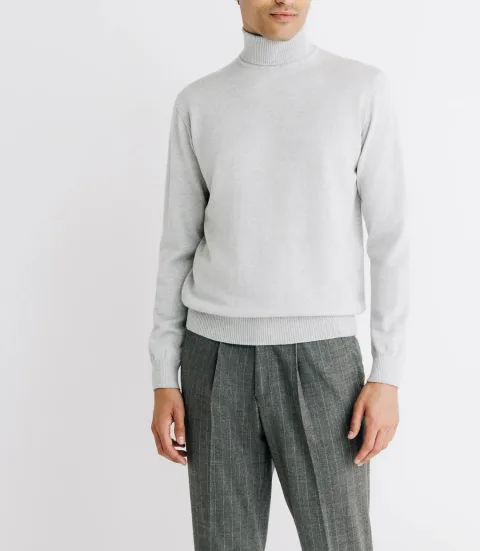 IZAC - Pull col roulé en mérinos gris