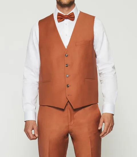 IZAC - Gilet de costume en laine orange JFAVORI