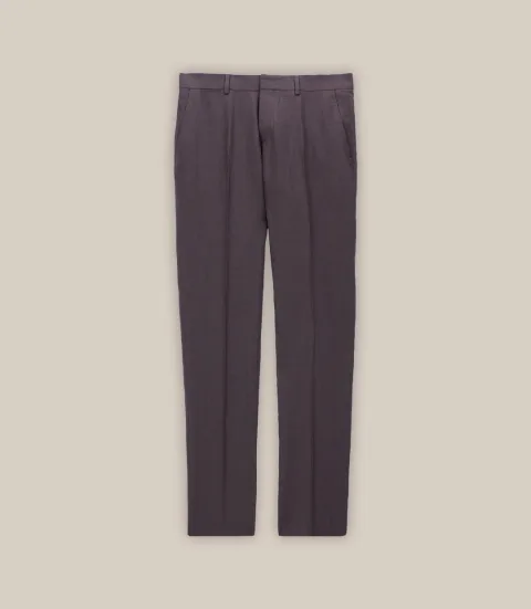 IZAC - Pantalon ville 100% lin marron