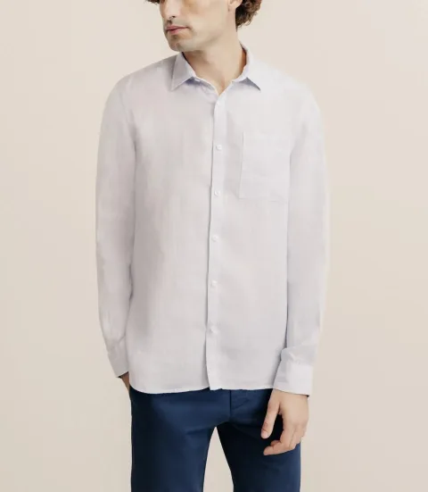 IZAC - Chemise regular 100% lin parme