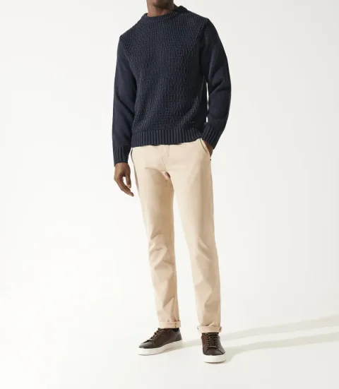 IZAC - Pull col rond rayé marine