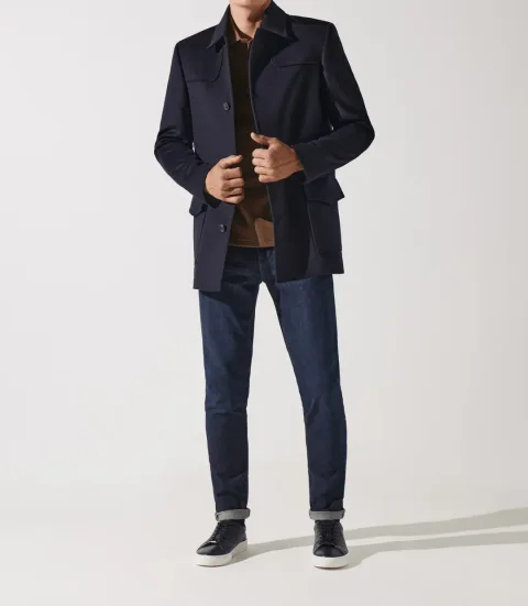 IZAC - Manteau en laine cachemire marine ITALO