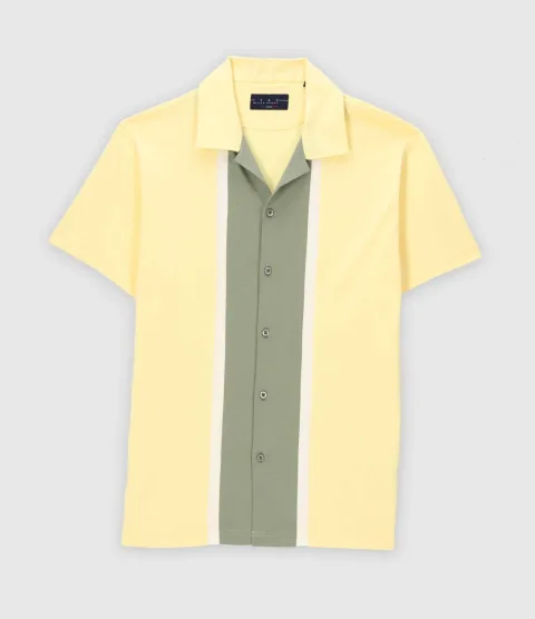 IZAC - Chemise manches courtes en jersey jaune KAMI2