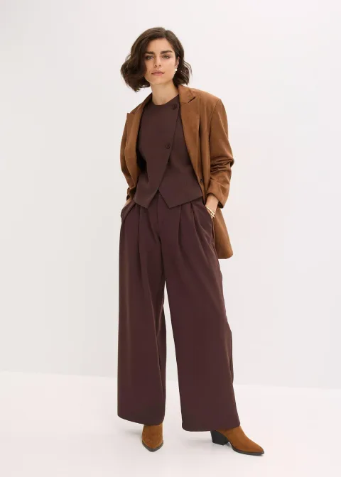 Pantalon à pinces avec  taille élastiquée