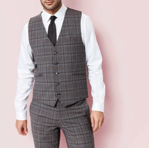 IZAC - Gilet de costume à carreaux beiges ''Xfrenchy''