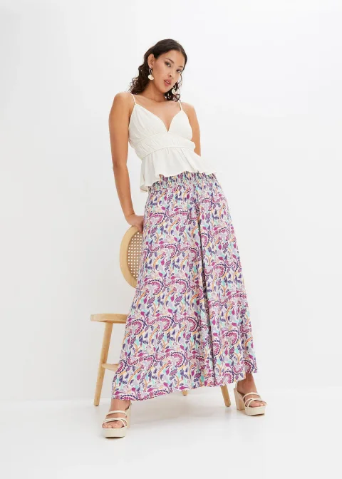 Pantalon palazzo en viscose fluide