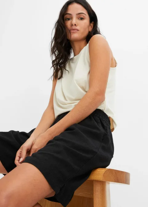 Short en lin mélangé avec taille élastiquée
