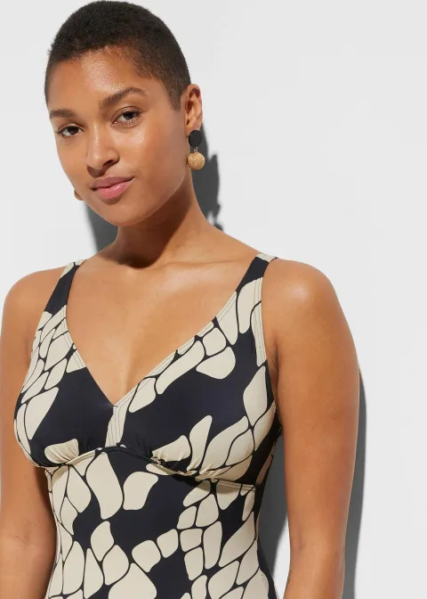 Maillot 1 pièce sculptant à col en V, maintien modéré